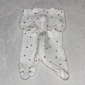 (3 for$10) George White Baby One-Piece Footed Pajamas with Pink & Brown Hearts